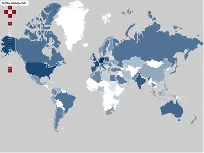 Global map of NEWS users, shaded by country