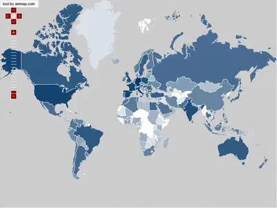 Global map of Ono users, shaded by country