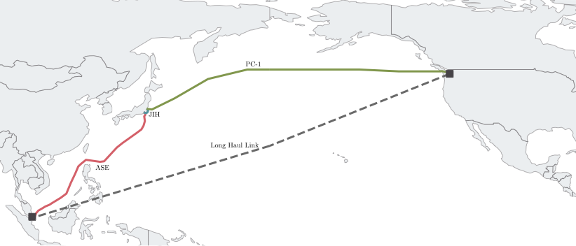 Submarine Cable Map as of 2018 (Source: Telegeography)